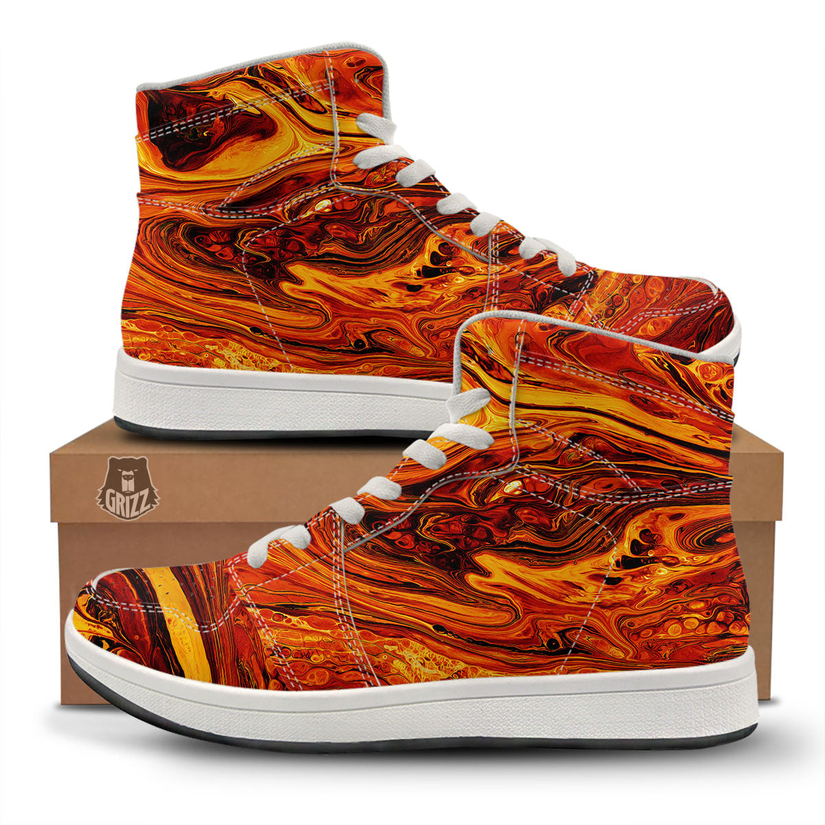 Texture Lava Print High Top Sneakers-grizzshop