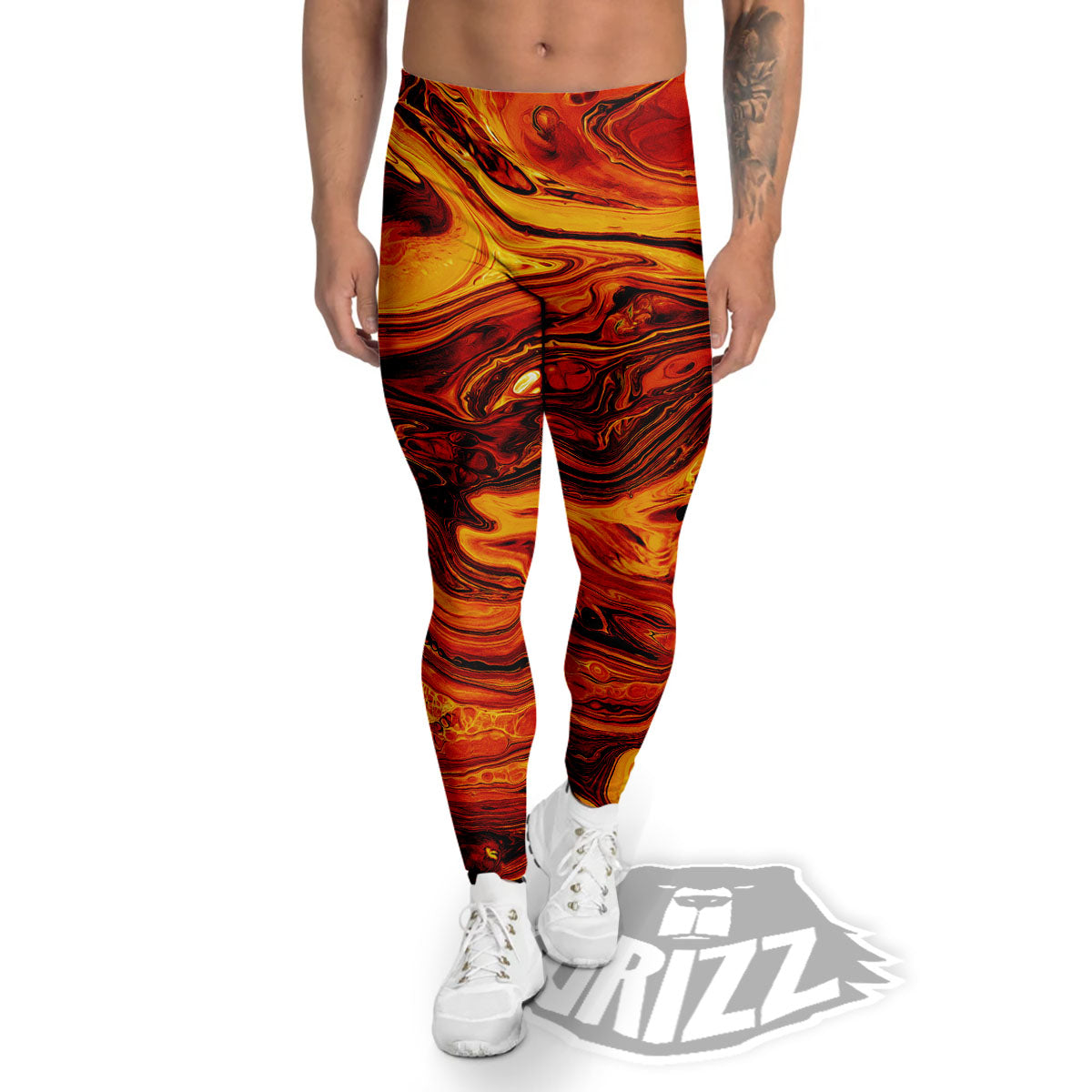 Texture Lava Print Men's Leggings-grizzshop