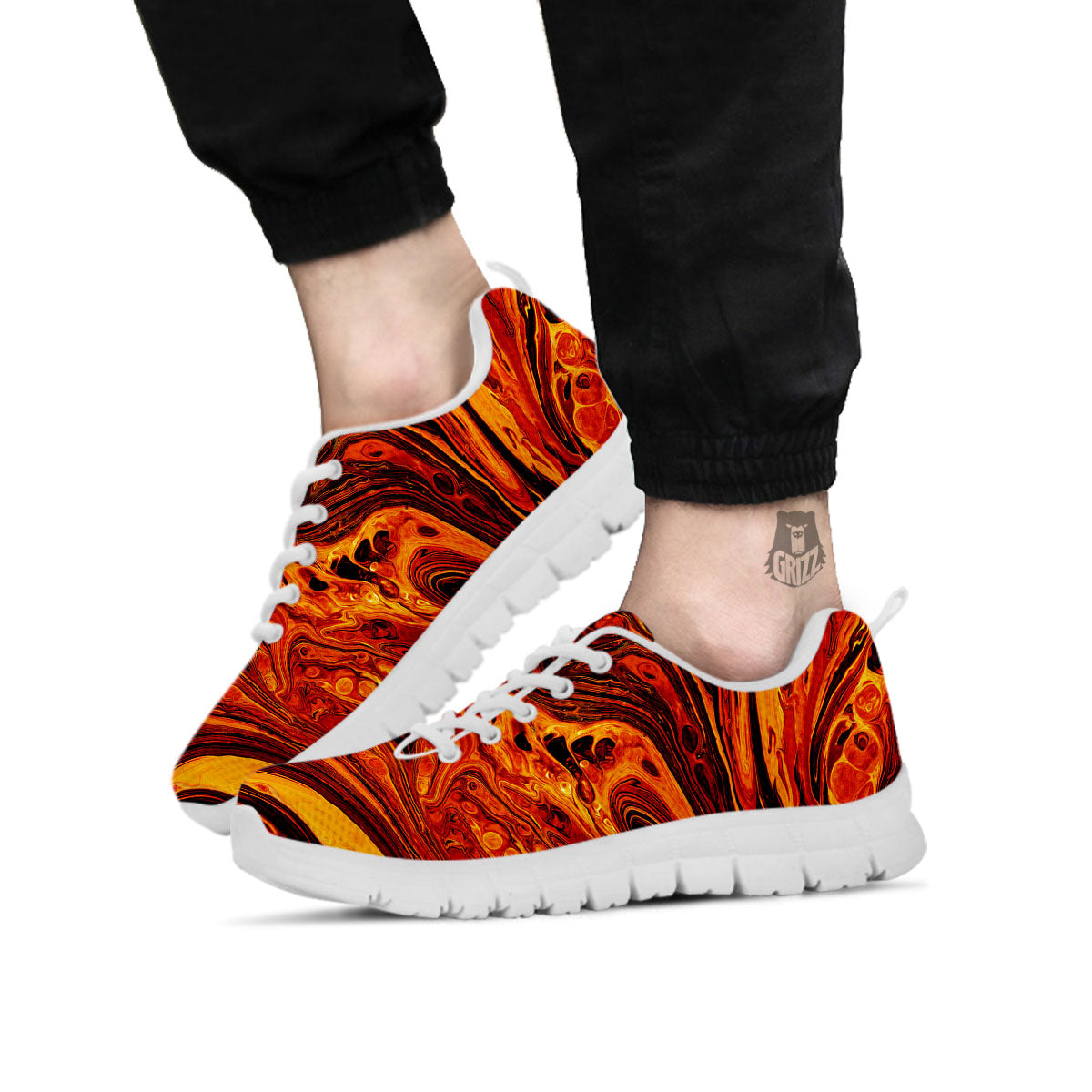 Texture Lava Print White Sneaker-grizzshop