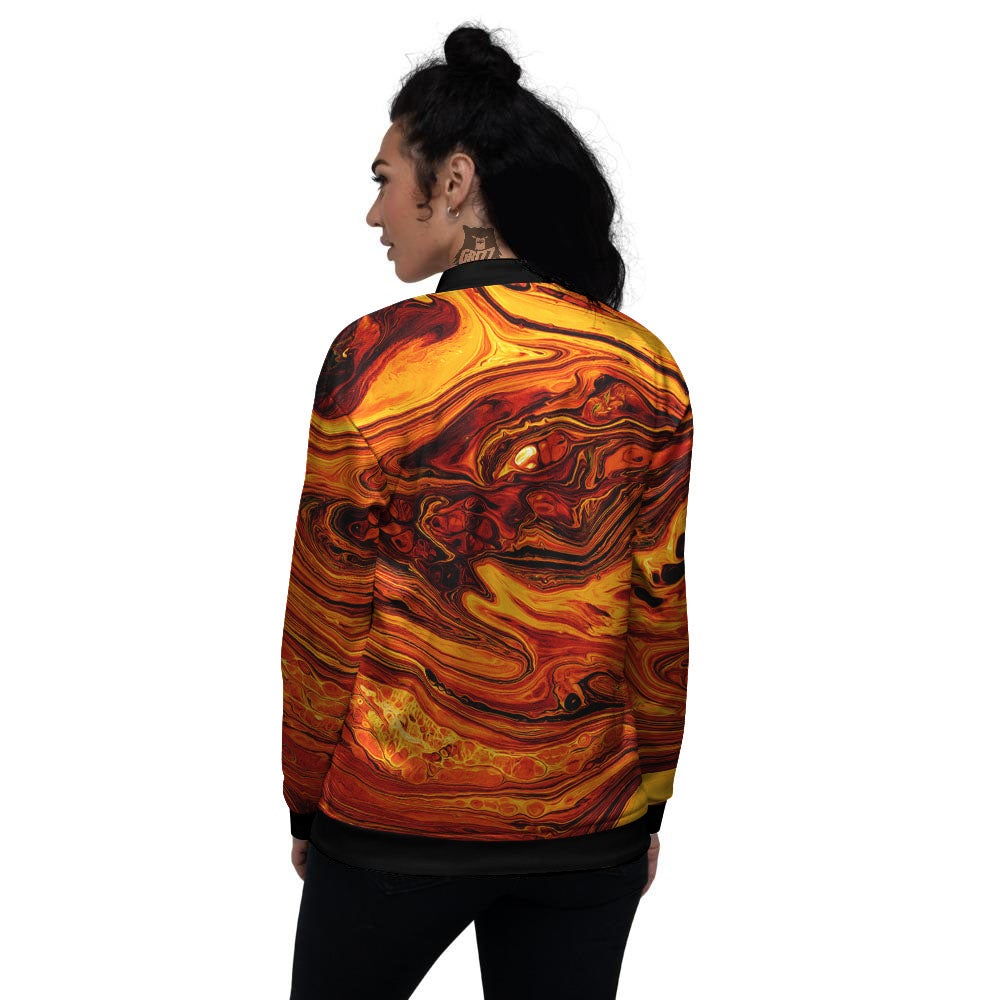 Texture Lava Print Women's Bomber Jacket-grizzshop