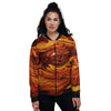 Texture Lava Print Women's Bomber Jacket-grizzshop