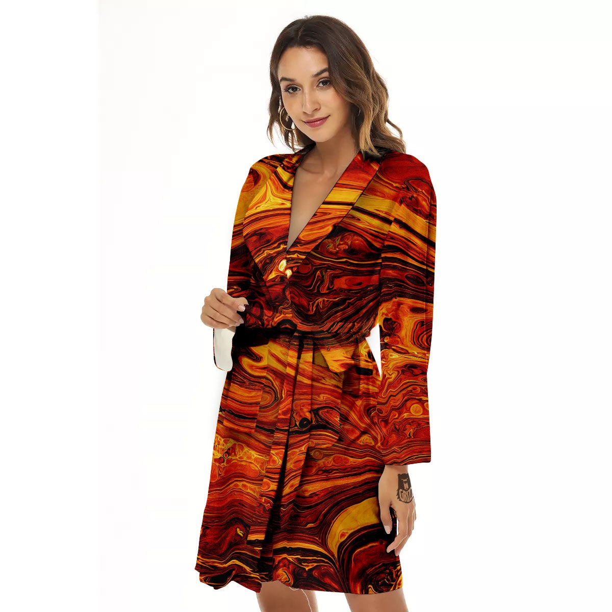 Texture Lava Print Women's Robe-grizzshop