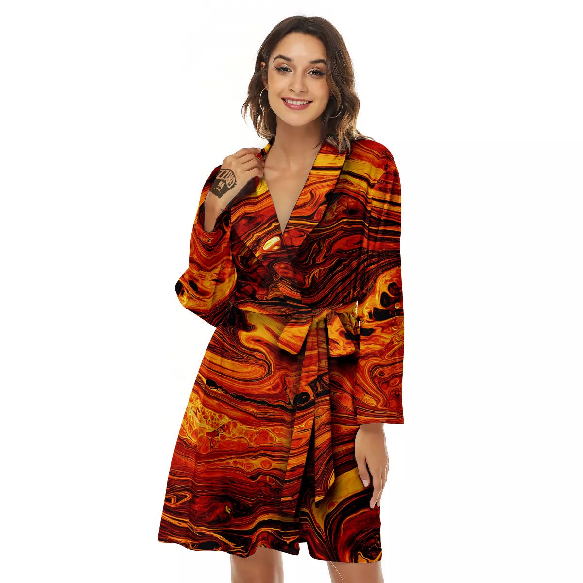 Texture Lava Print Women's Robe-grizzshop
