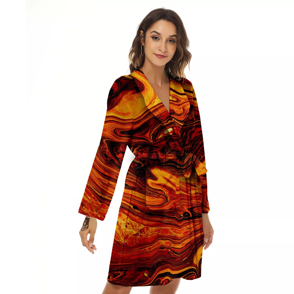Texture Lava Print Women's Robe-grizzshop
