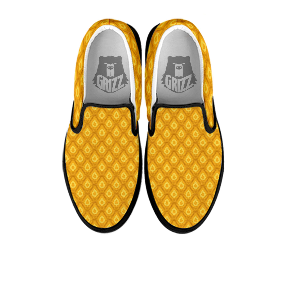 Texture Pineapple Print Pattern Black Slip On Shoes-grizzshop
