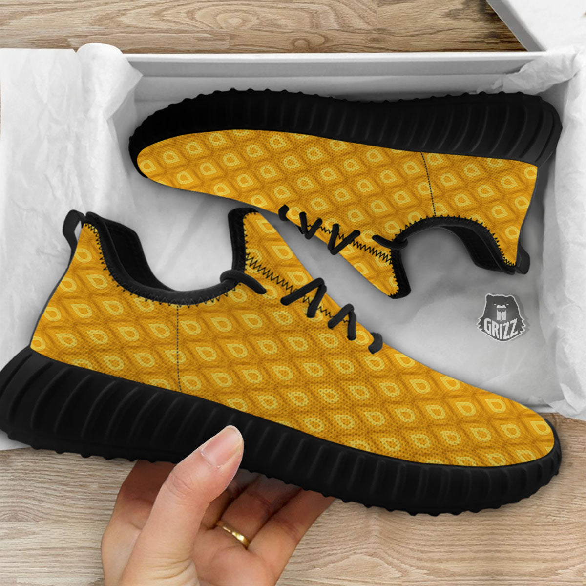 Texture Pineapple Print Pattern Black Walking Shoes-grizzshop