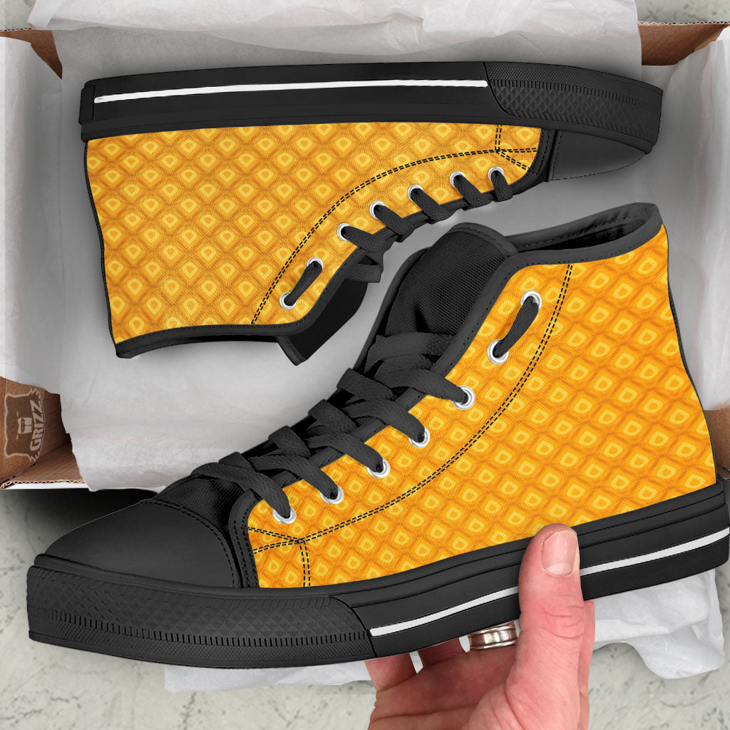 Texture Pineapple Print Pattern High Top Shoes-grizzshop