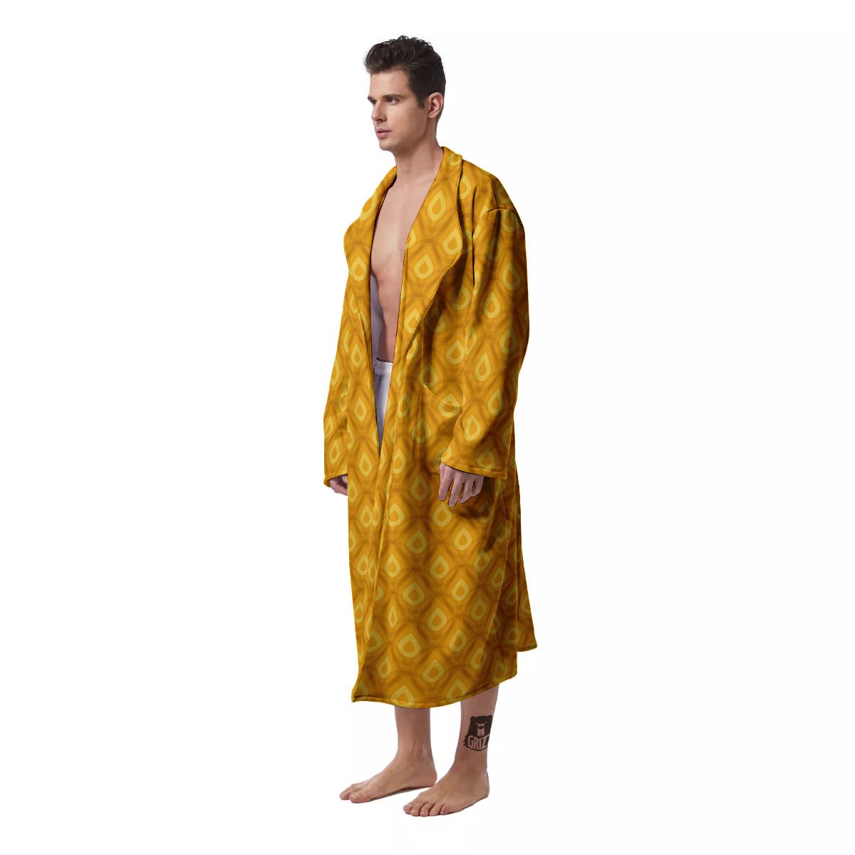 Texture Pineapple Print Pattern Men's Robe-grizzshop