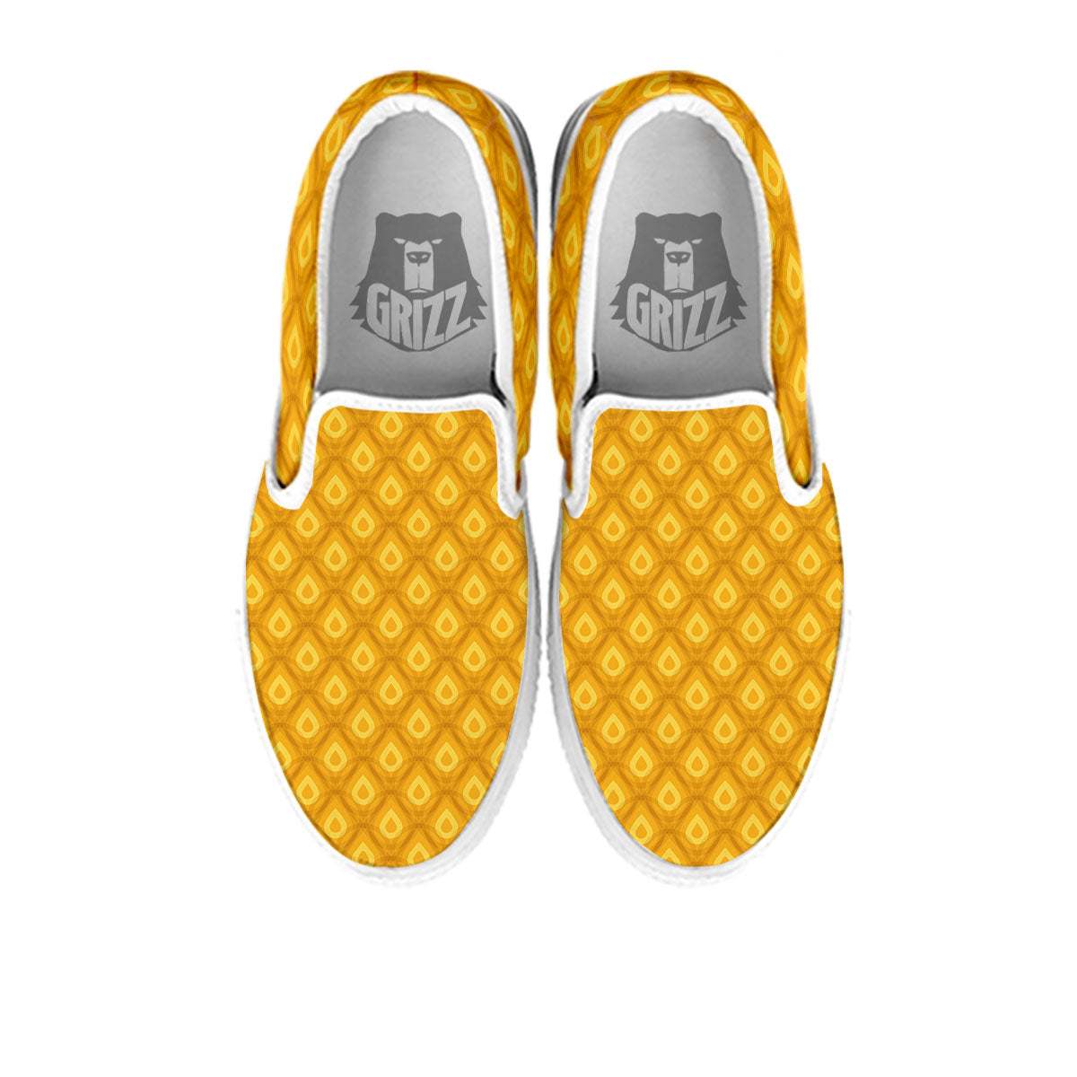Texture Pineapple Print Pattern White Slip On Shoes-grizzshop