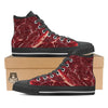 Texture Red Meat Print Black High Top Shoes-grizzshop