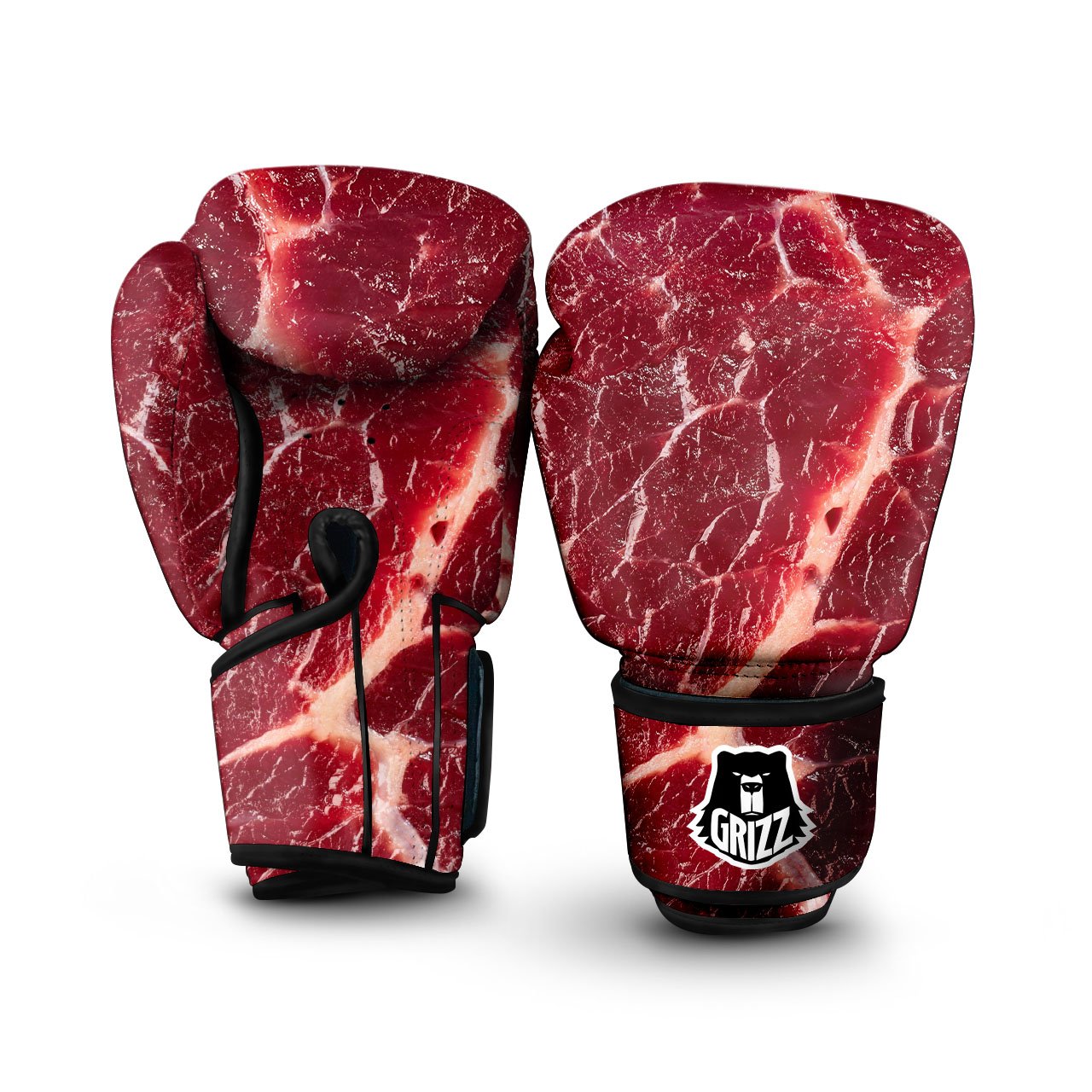 Texture Red Meat Print Boxing Gloves-grizzshop