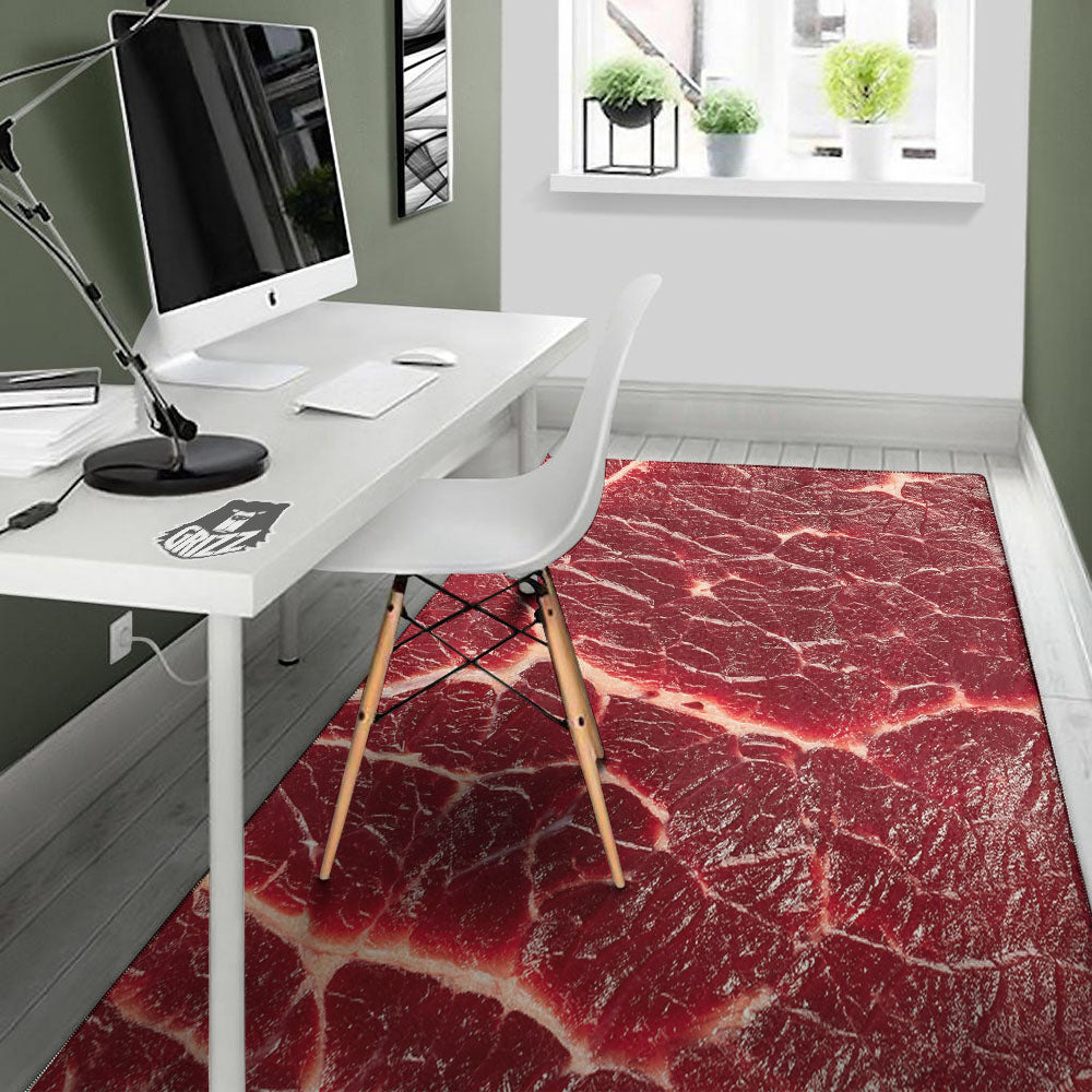 Texture Red Meat Print Floor Mat-grizzshop