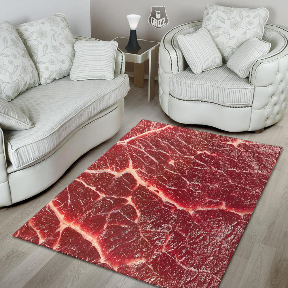 Texture Red Meat Print Floor Mat-grizzshop
