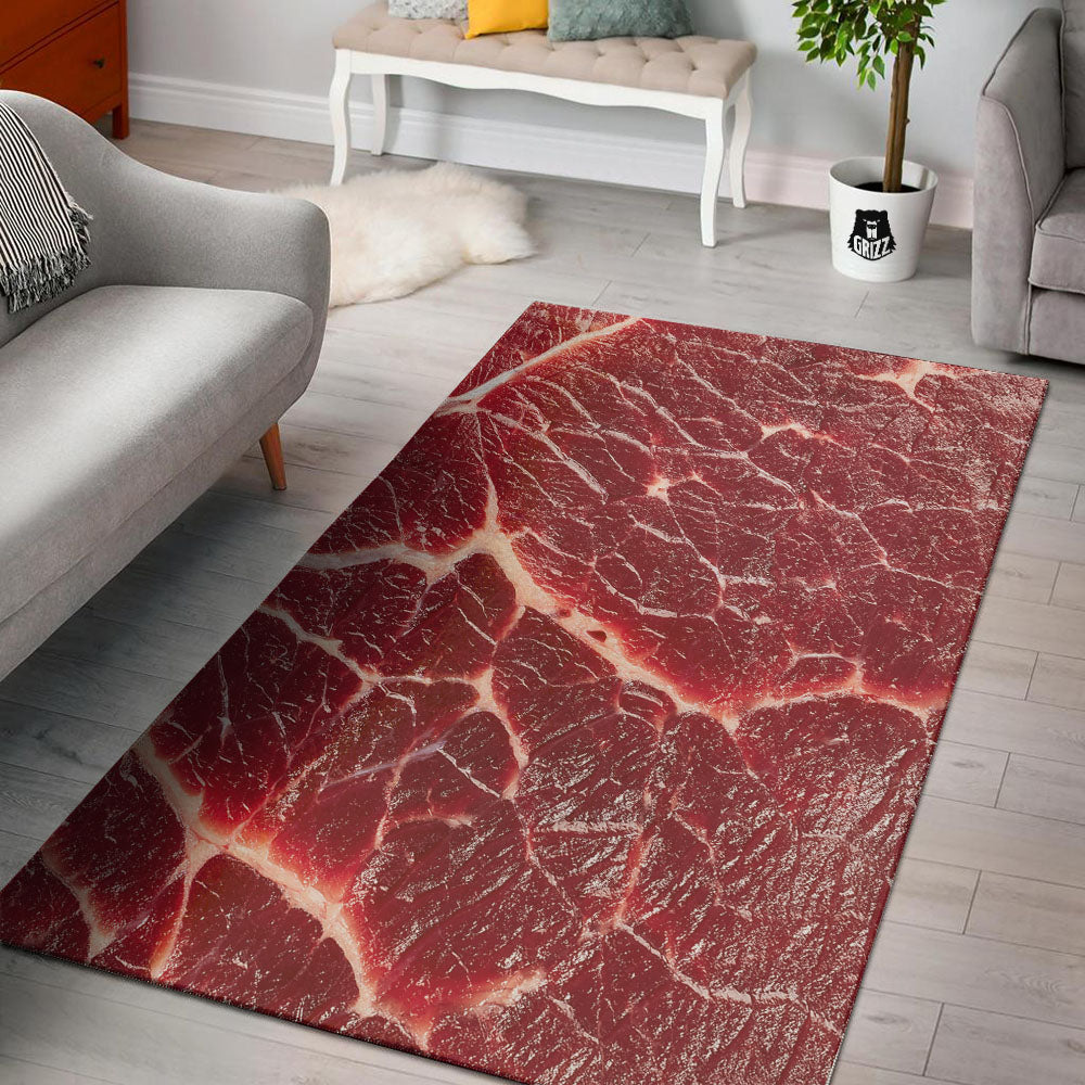 Texture Red Meat Print Floor Mat-grizzshop