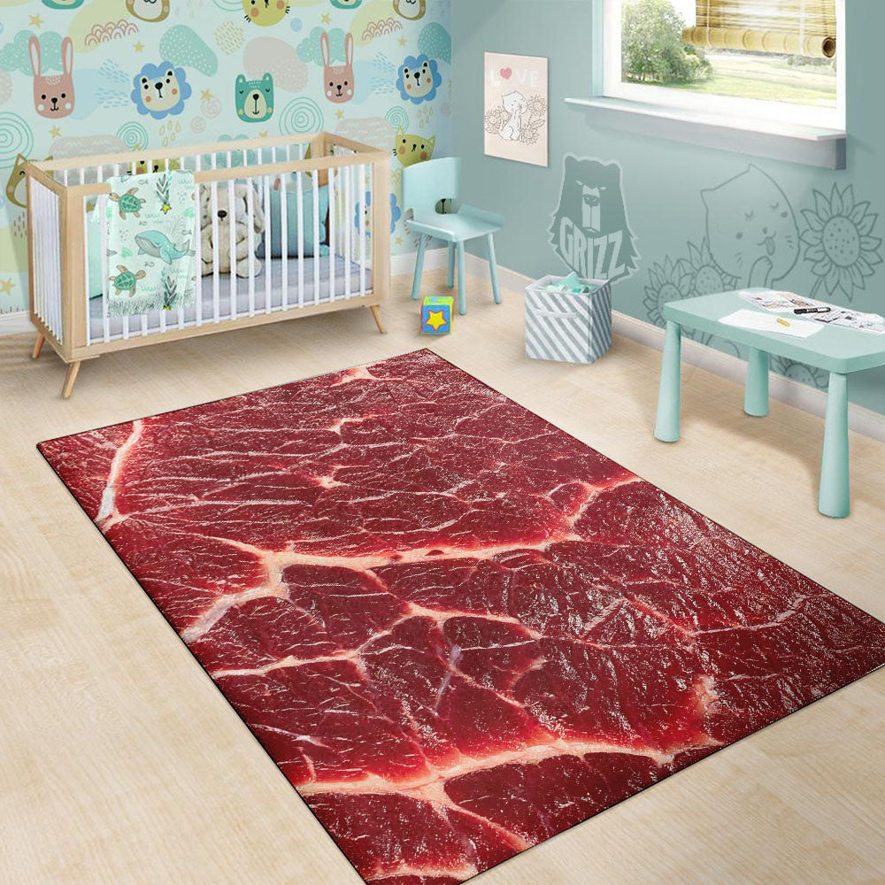 Texture Red Meat Print Floor Mat-grizzshop