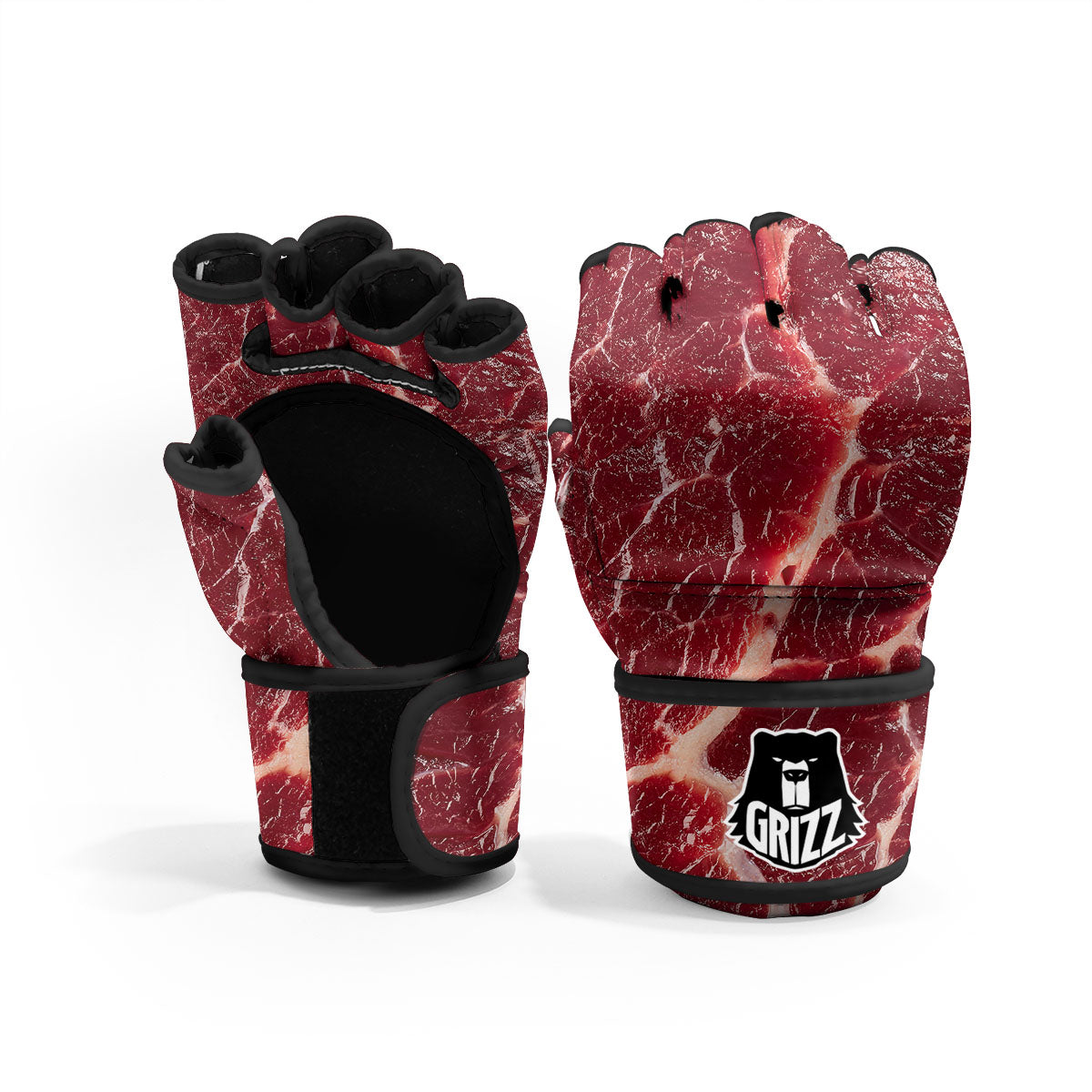Texture Red Meat Print MMA Gloves-grizzshop