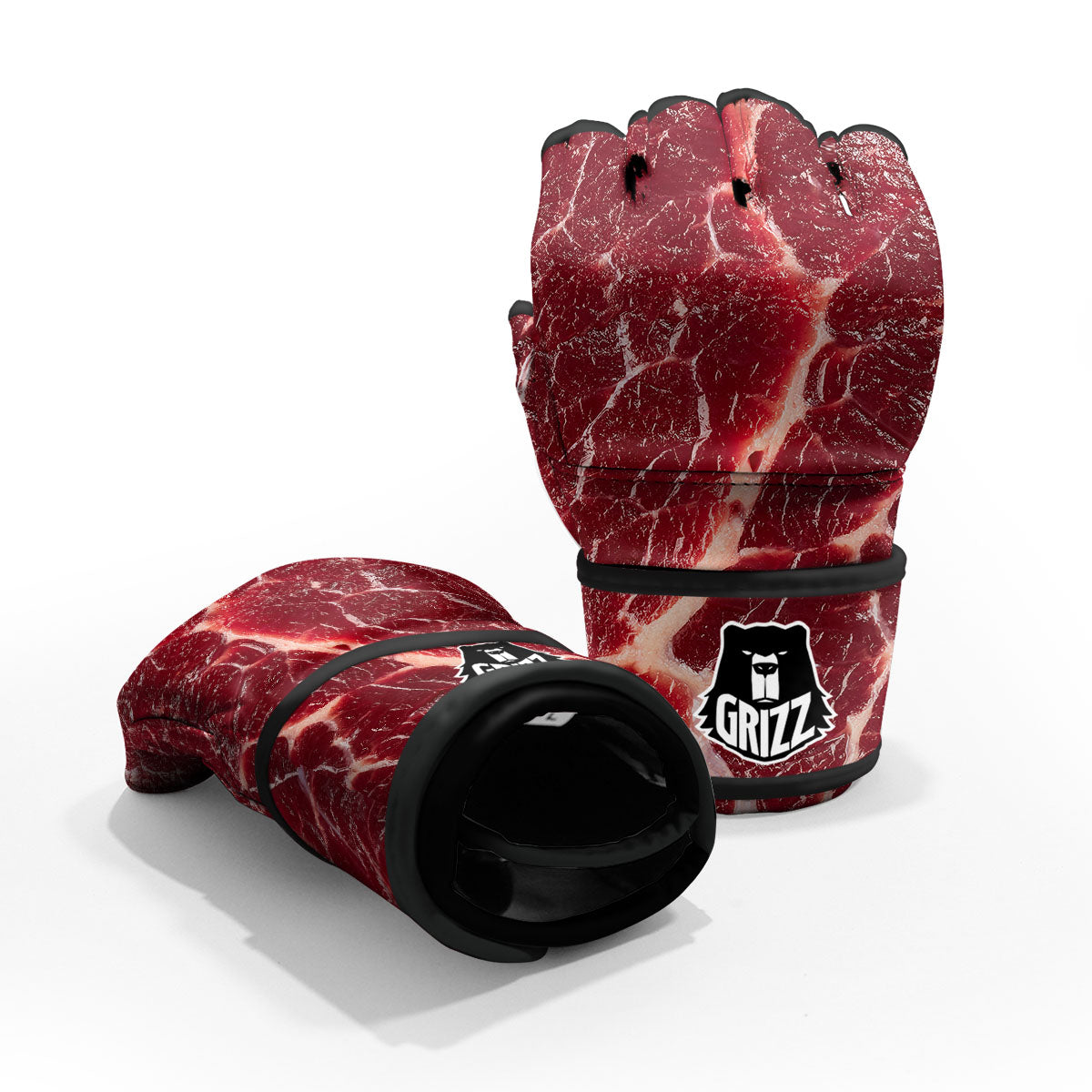 Texture Red Meat Print MMA Gloves-grizzshop
