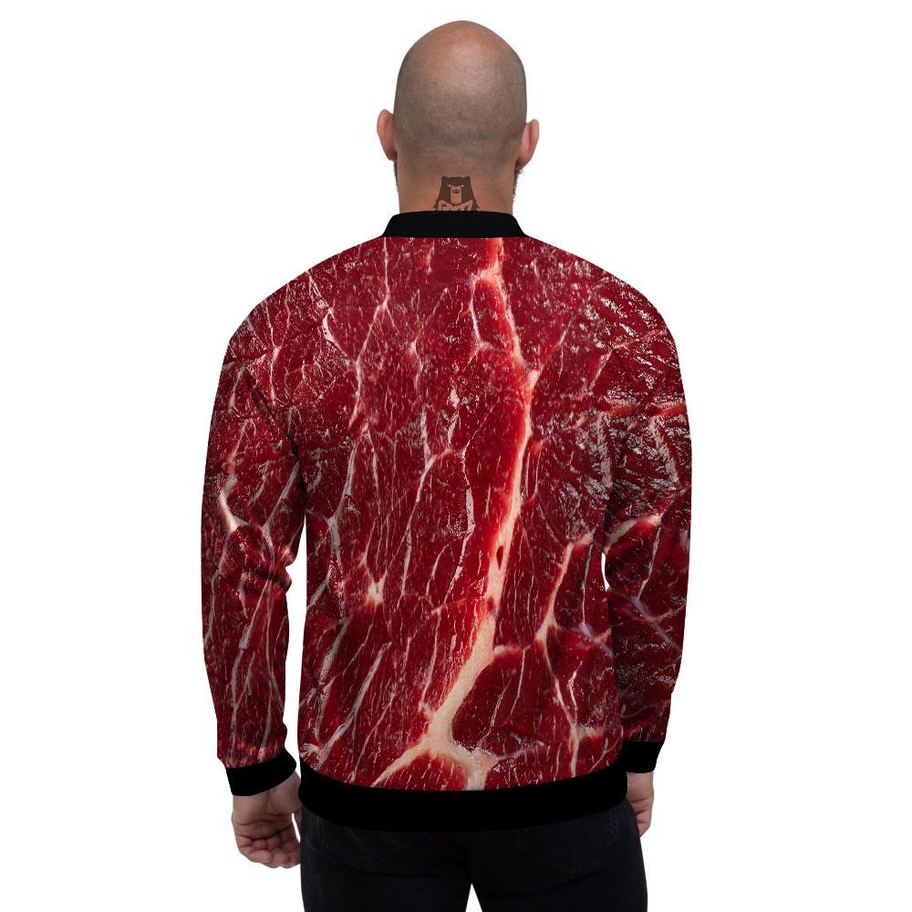 Texture Red Meat Print Men's Bomber Jacket-grizzshop