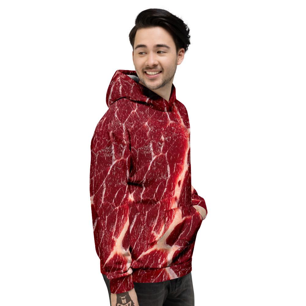 Texture Red Meat Print Men's Hoodie-grizzshop