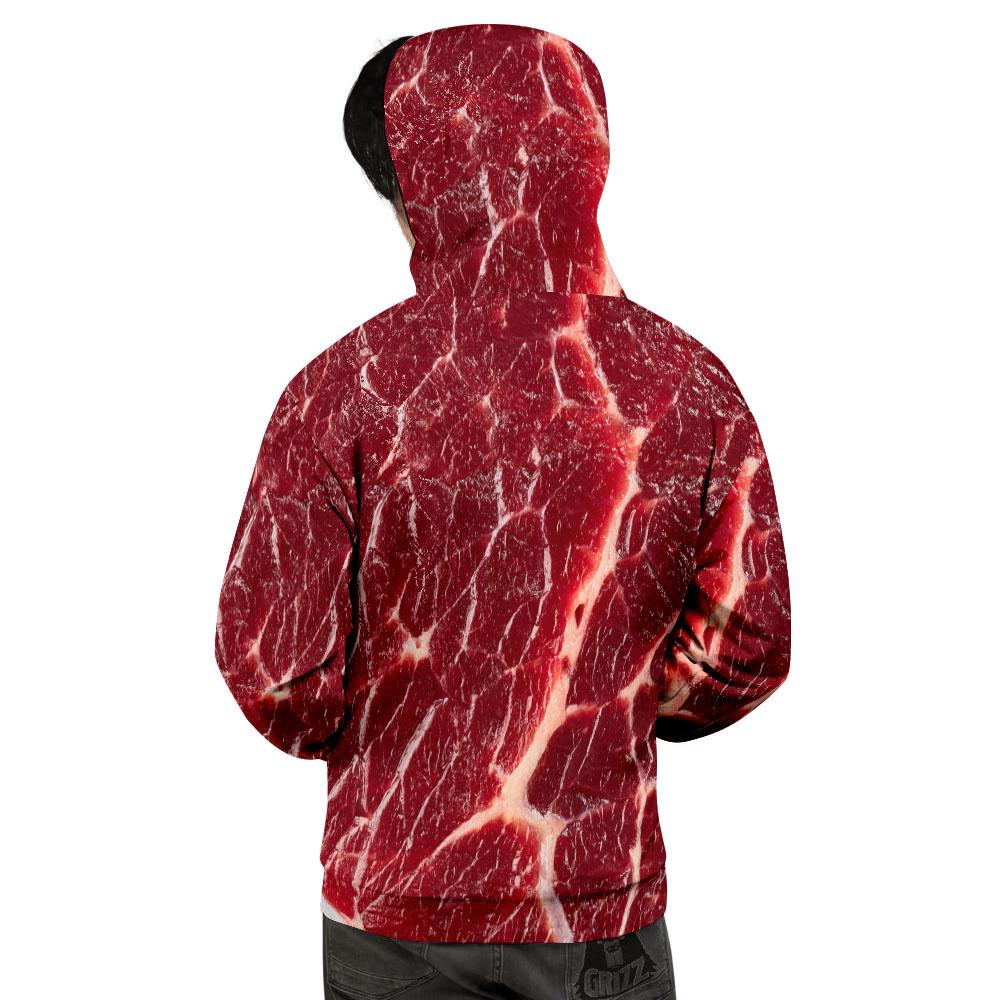 Texture Red Meat Print Men's Hoodie-grizzshop