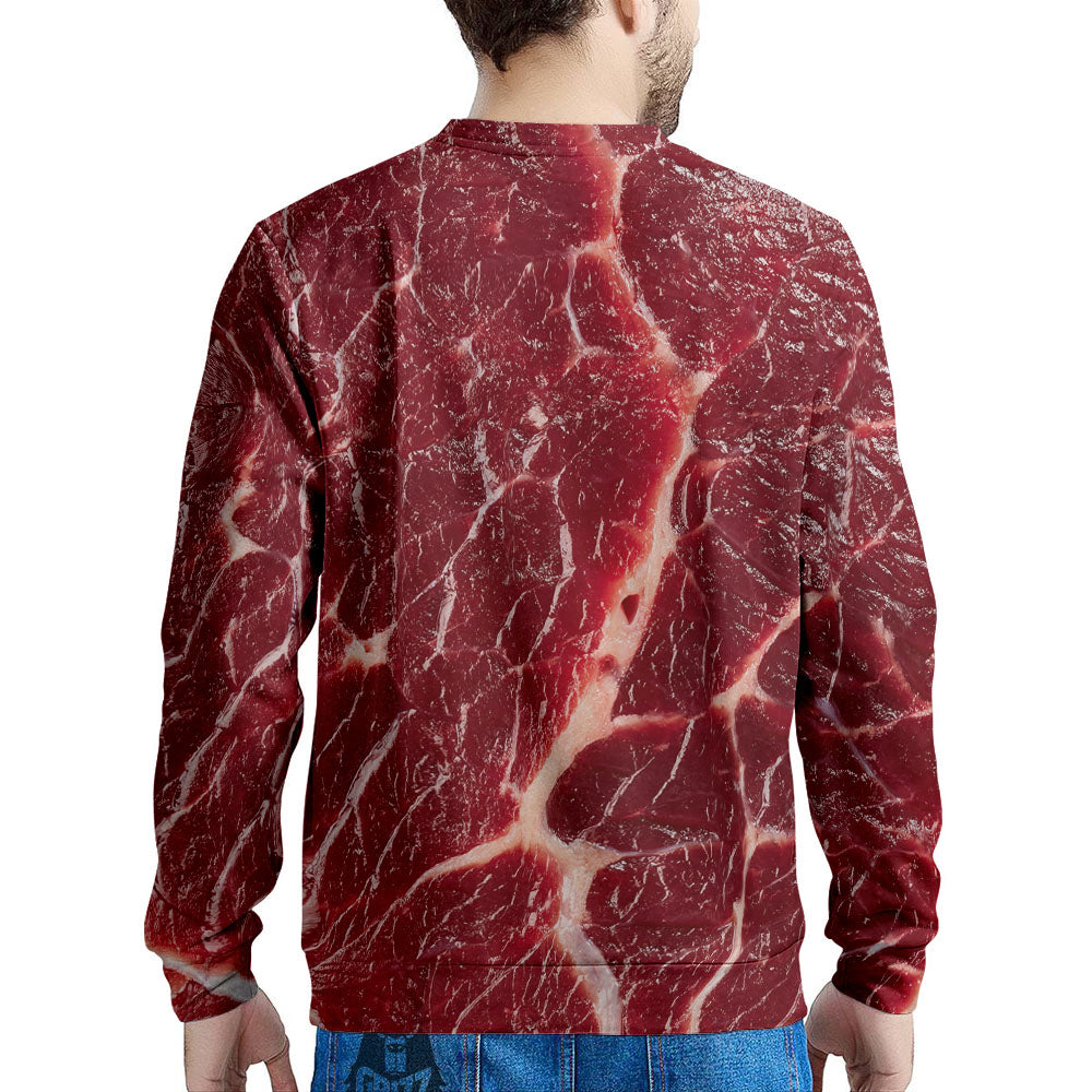 Texture Red Meat Print Men's Sweatshirt-grizzshop