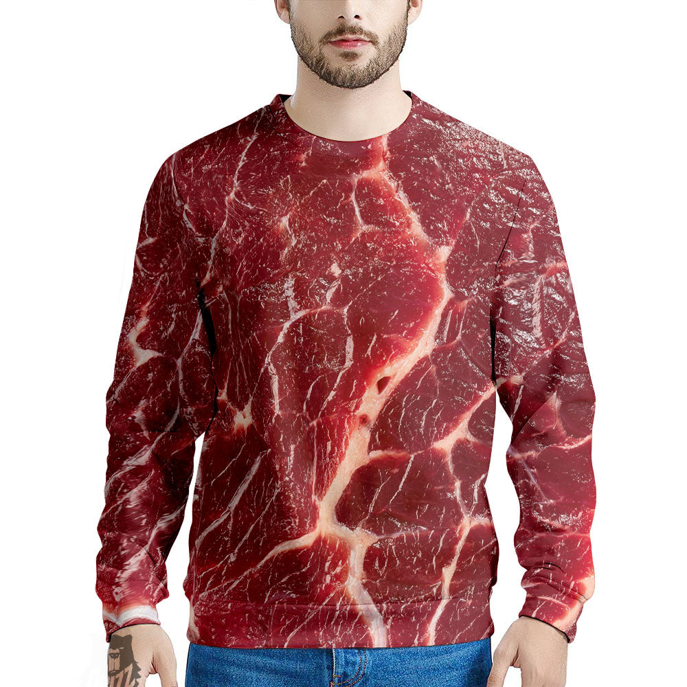 Texture Red Meat Print Men's Sweatshirt-grizzshop