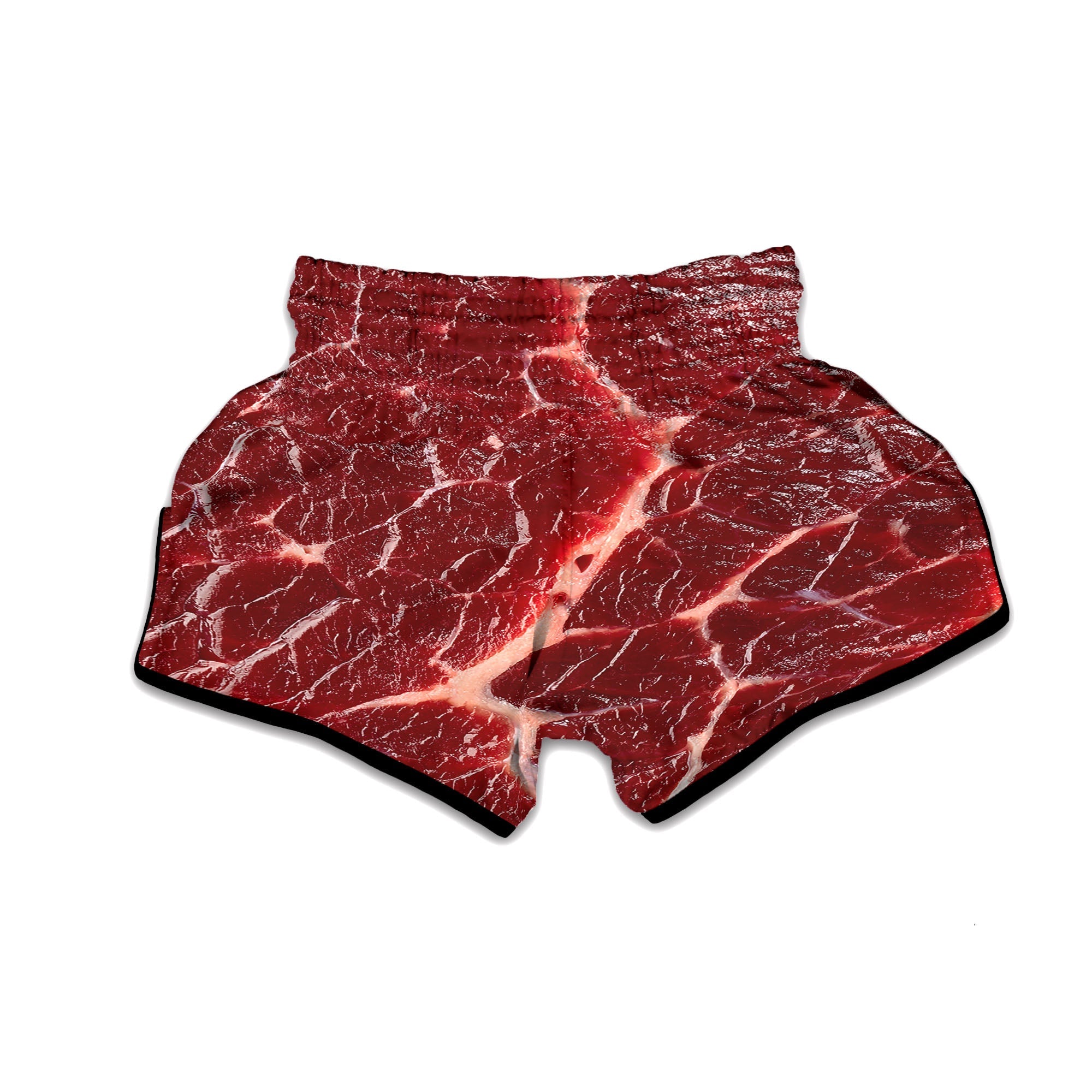 Texture Red Meat Print Muay Thai Boxing Shorts-grizzshop