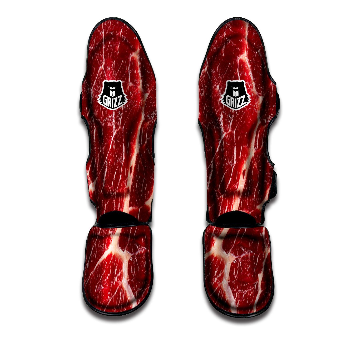 Texture Red Meat Print Muay Thai Shin Guards-grizzshop