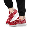 Texture Red Meat Print White Athletic Shoes-grizzshop