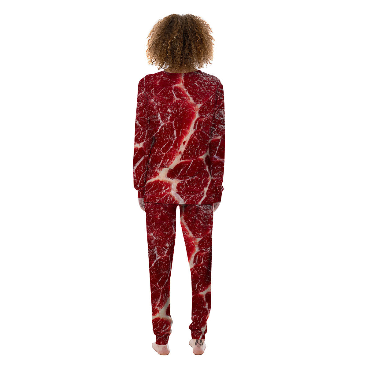 Texture Red Meat Print Women's Pajamas-grizzshop