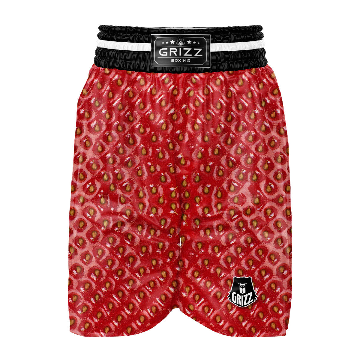 Texture Red Strawberry Print Boxing Shorts-grizzshop