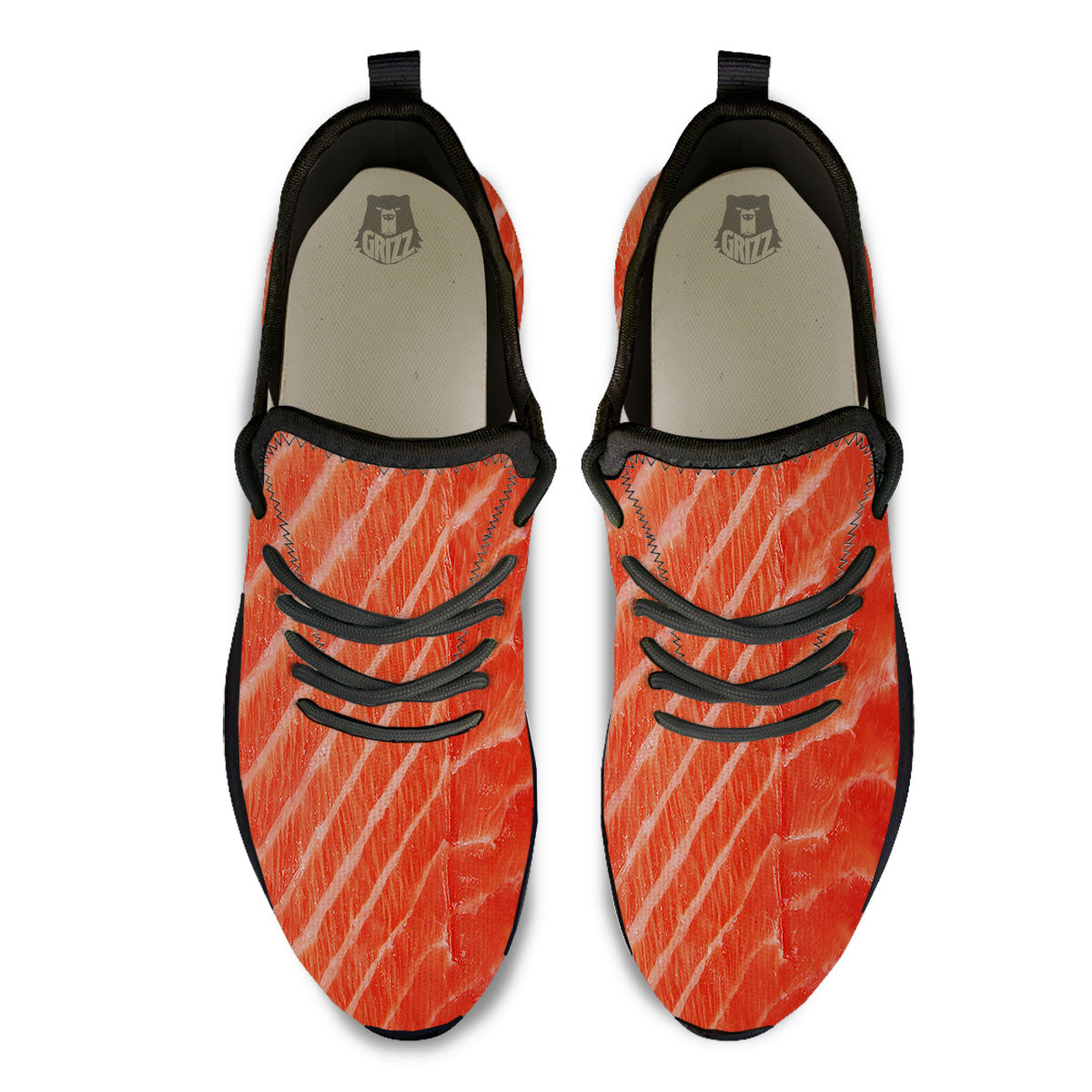 Texture Salmon Print Black Athletic Shoes-grizzshop