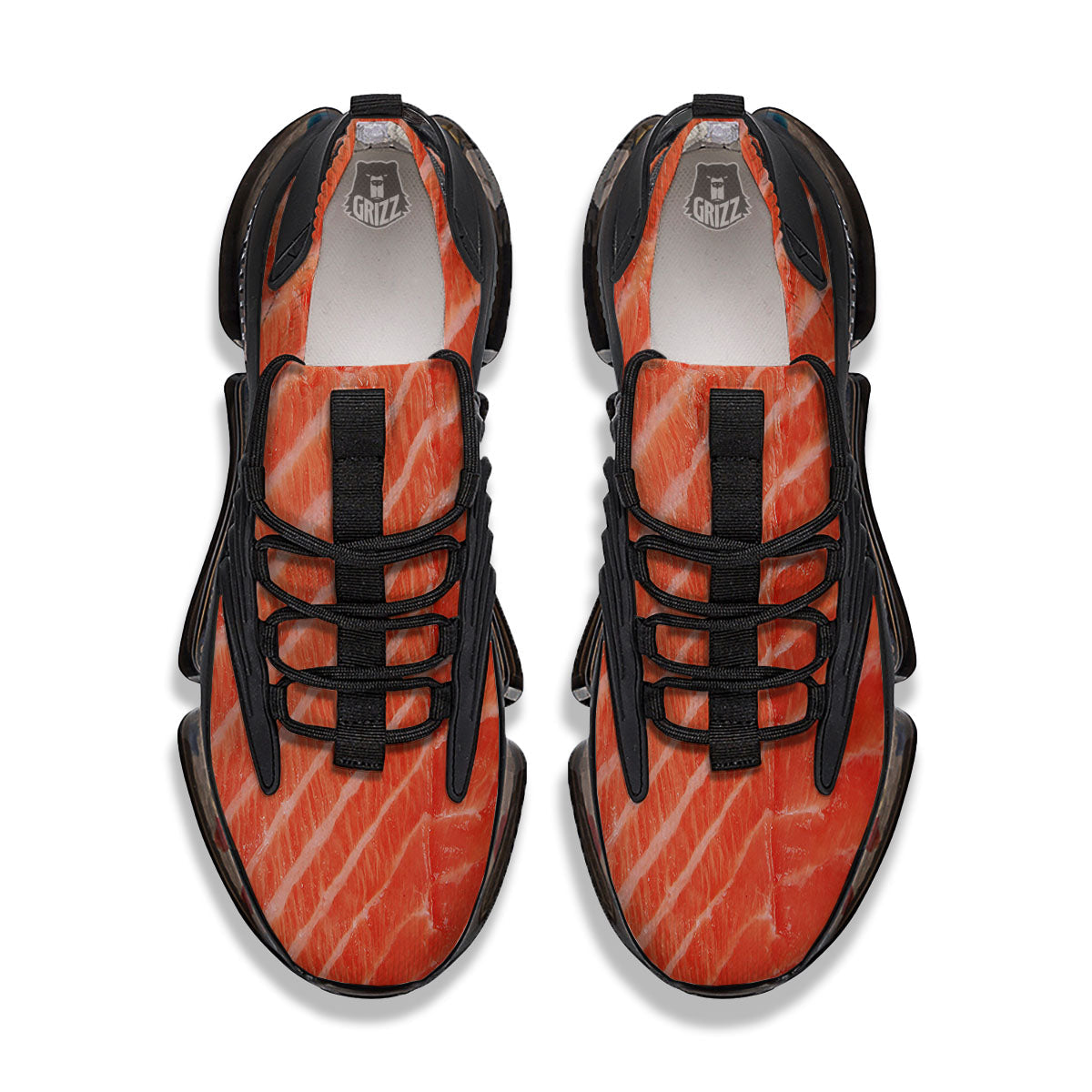 Texture Salmon Print Black Gym Shoes-grizzshop
