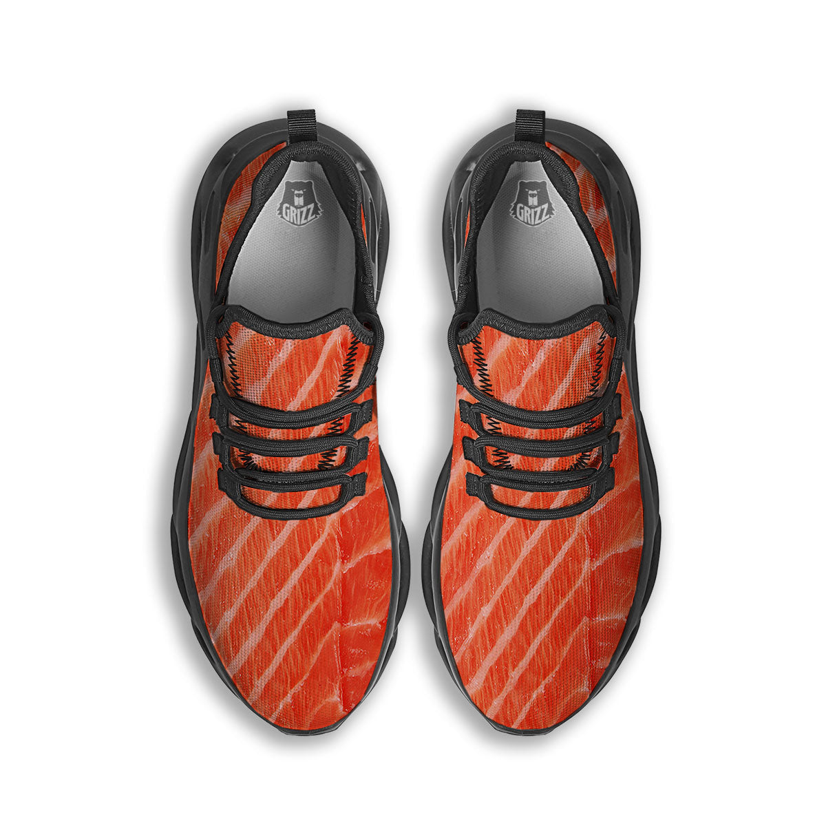 Texture Salmon Print Black Running Shoes-grizzshop