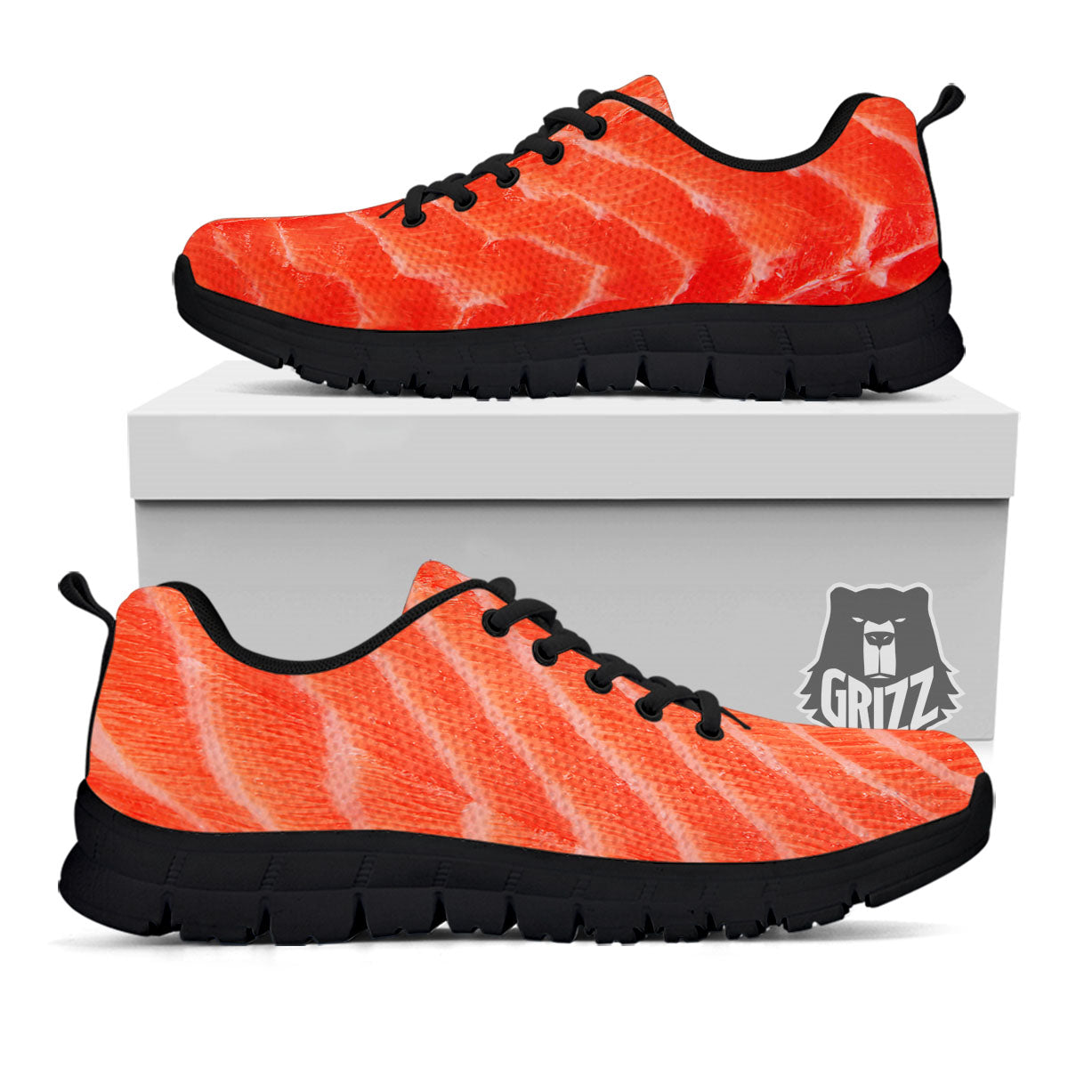 Texture Salmon Print Black Sneaker-grizzshop