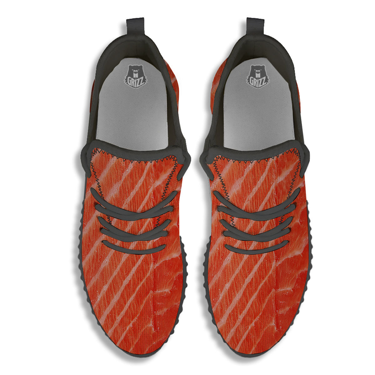 Texture Salmon Print Black Walking Shoes-grizzshop