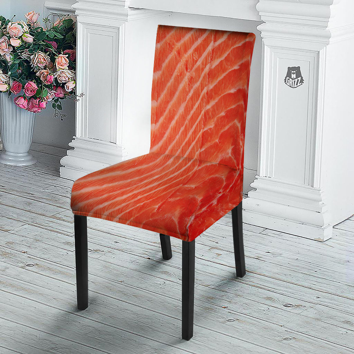 Texture Salmon Print Dining Chair Slipcover-grizzshop