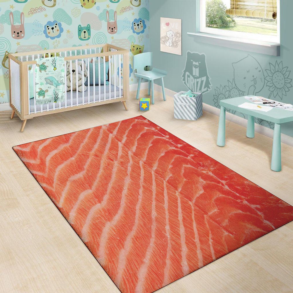 Texture Salmon Print Floor Mat-grizzshop