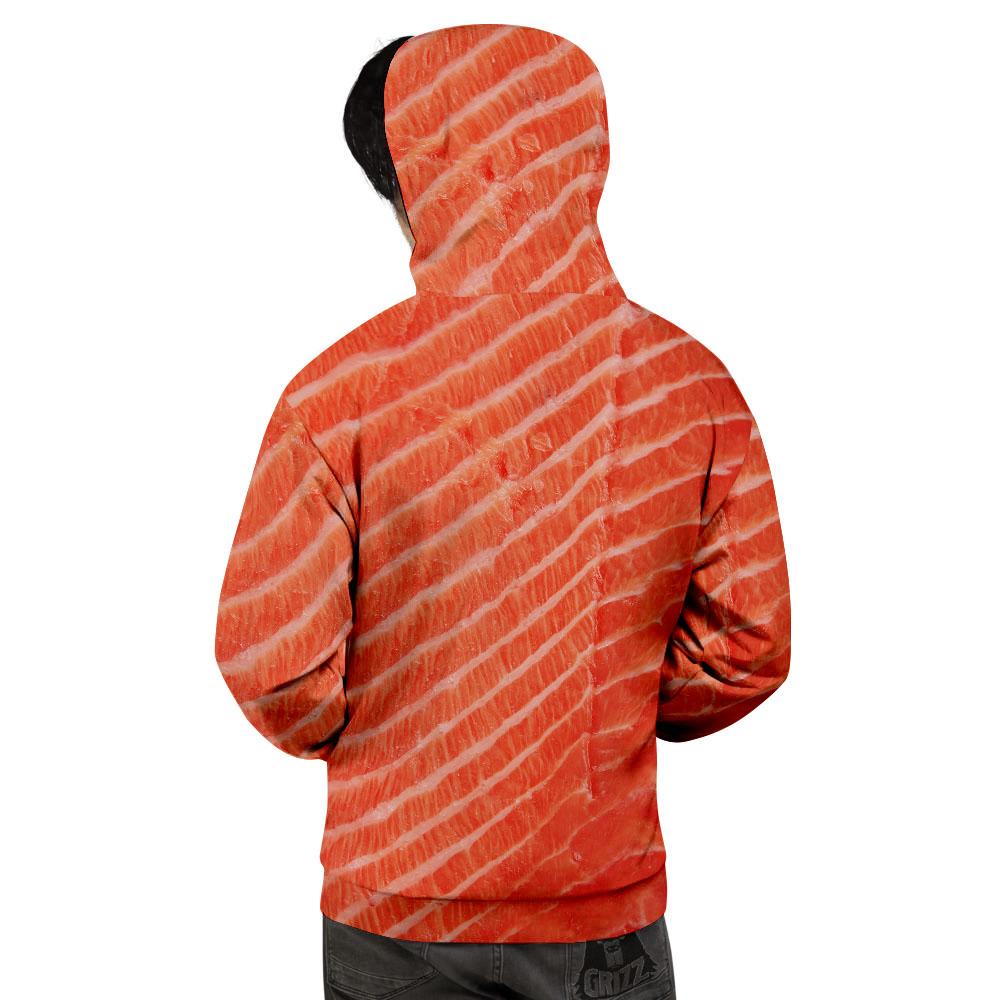Texture Salmon Print Men's Hoodie-grizzshop