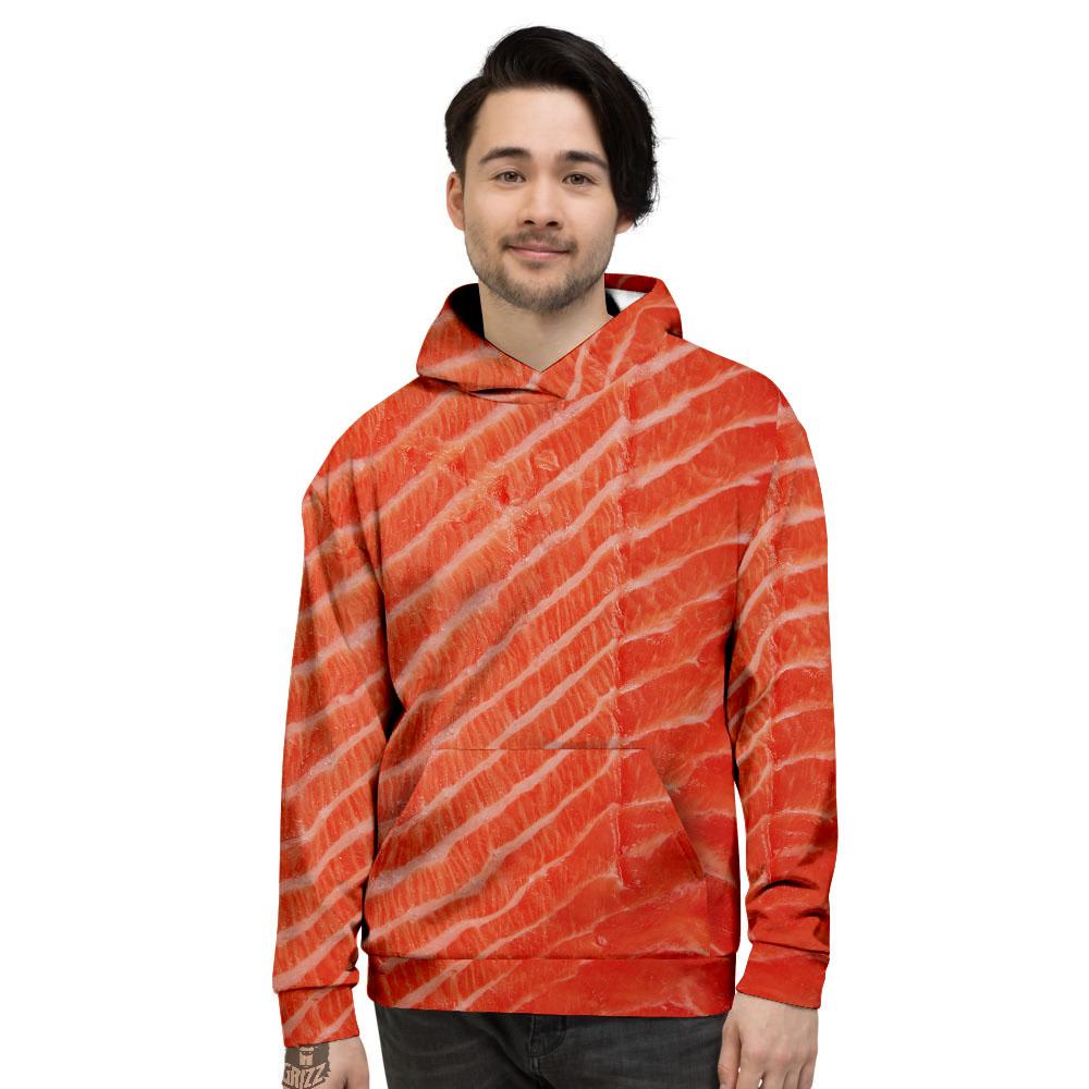 Texture Salmon Print Men's Hoodie-grizzshop
