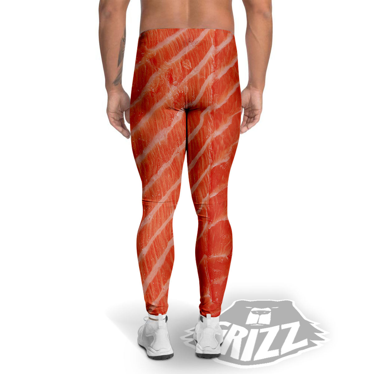 Texture Salmon Print Men's Leggings-grizzshop