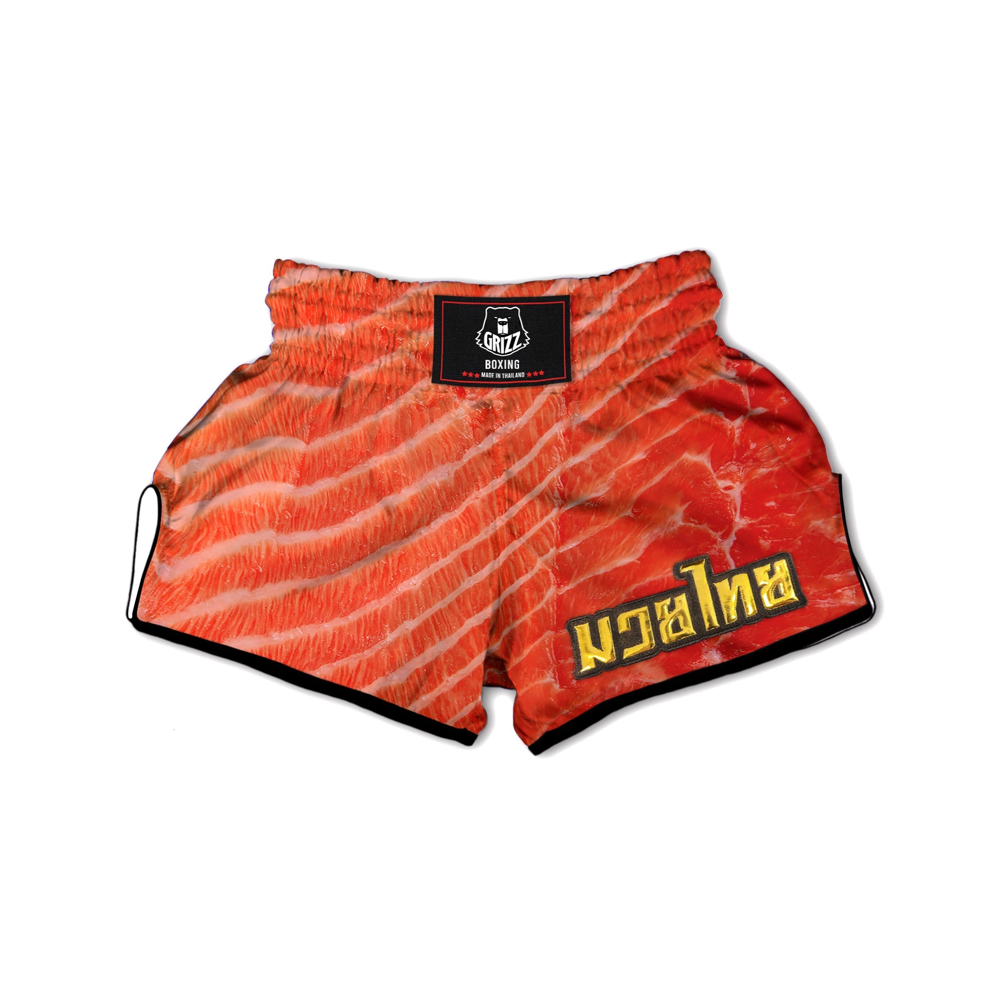 Texture Salmon Print Muay Thai Boxing Shorts-grizzshop