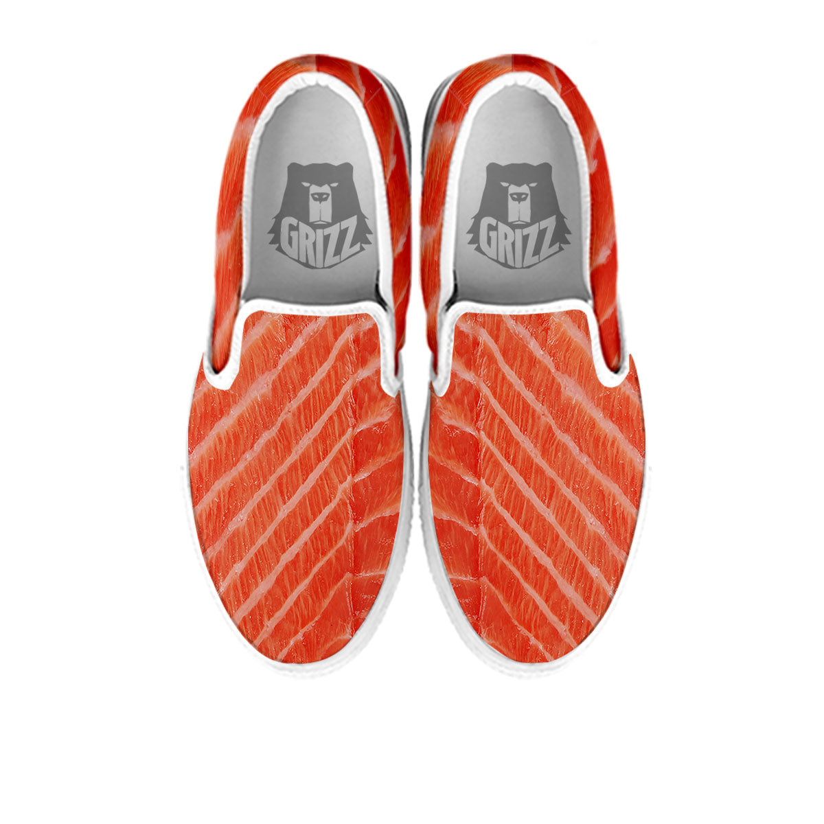 Texture Salmon Print White Slip On Shoes-grizzshop
