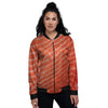 Texture Salmon Print Women's Bomber Jacket-grizzshop