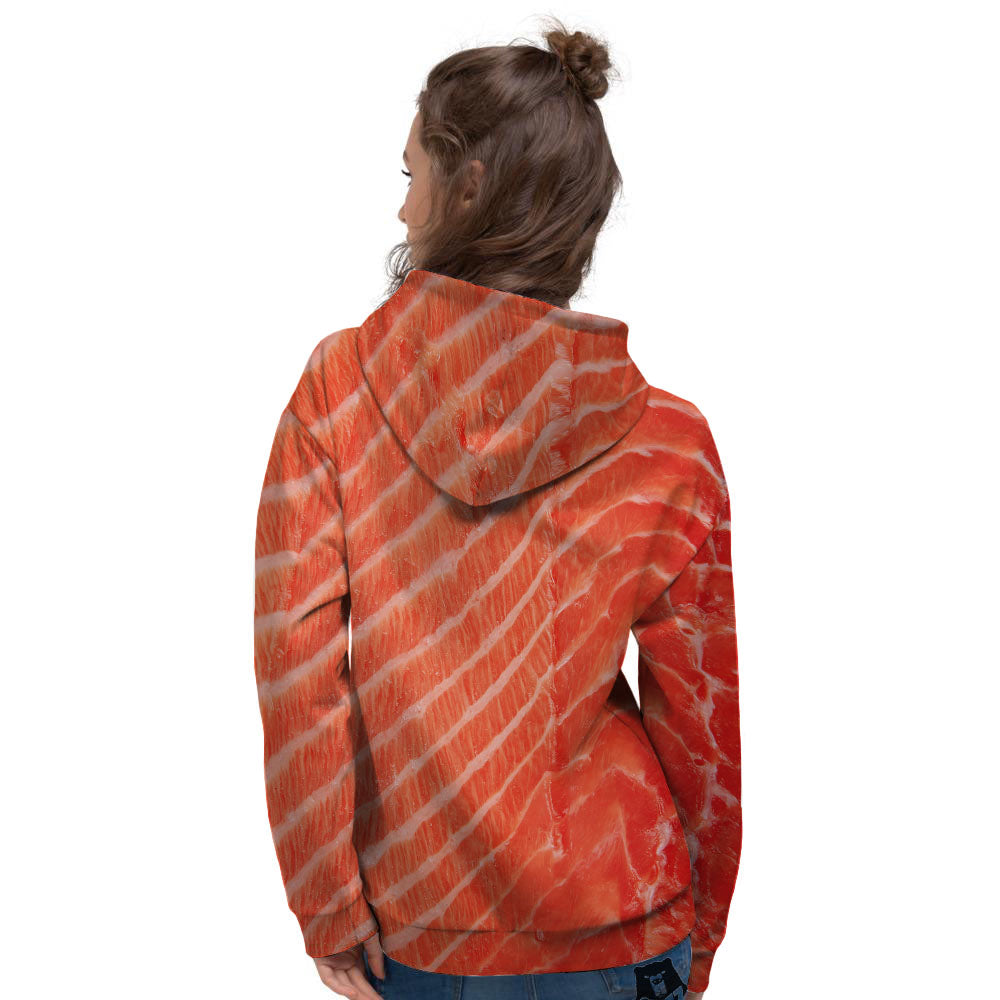 Texture Salmon Print Women's Hoodie-grizzshop