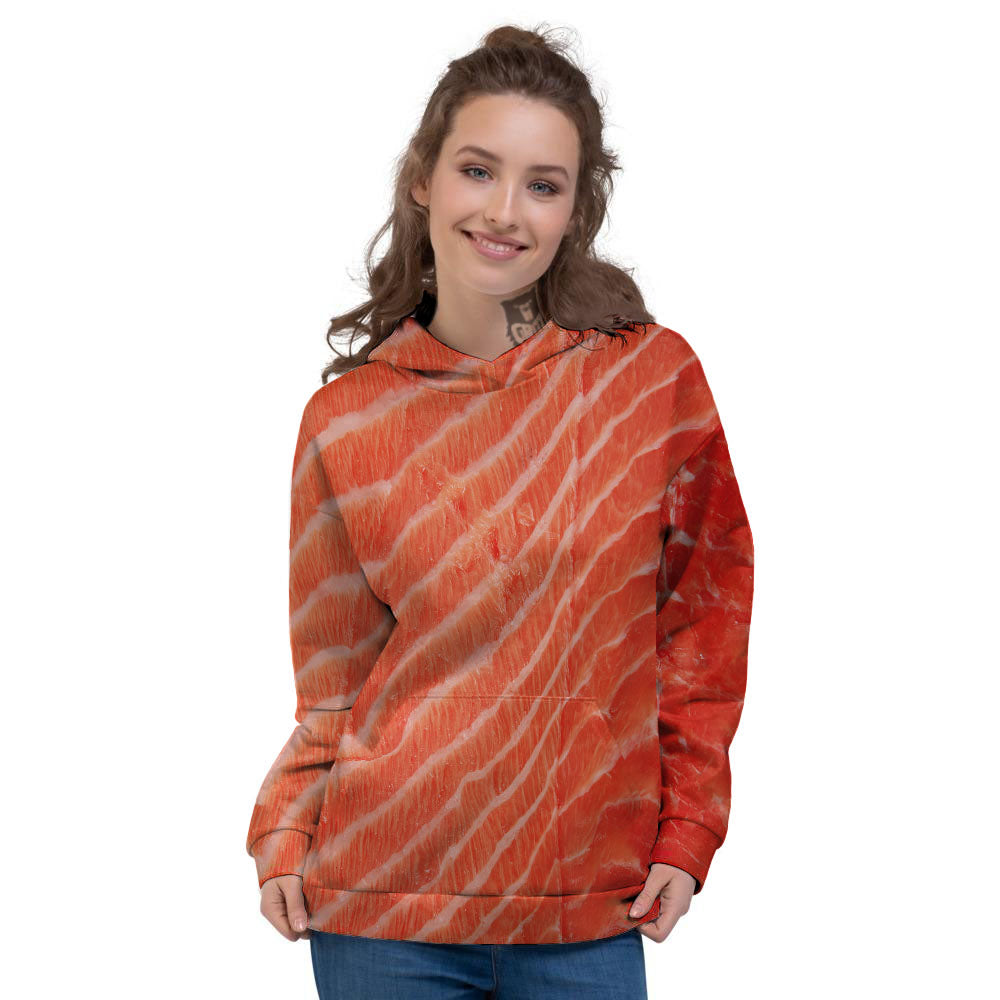 Texture Salmon Print Women's Hoodie-grizzshop