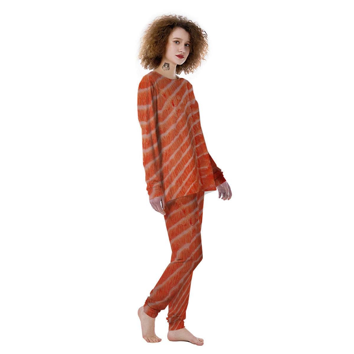 Texture Salmon Print Women's Pajamas-grizzshop