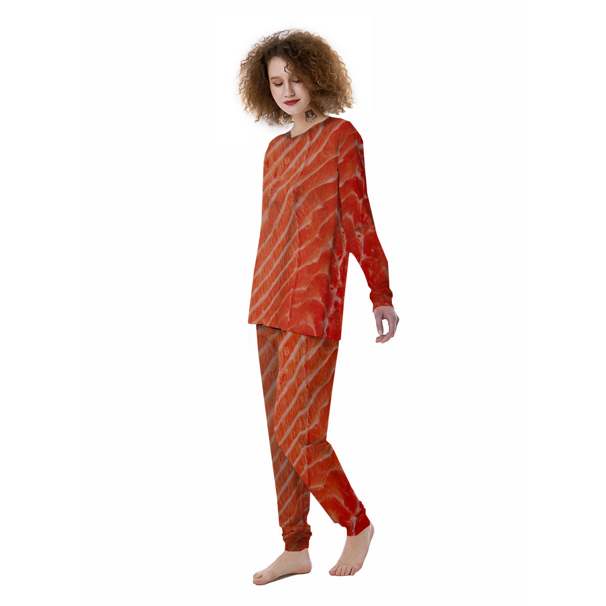 Texture Salmon Print Women's Pajamas-grizzshop