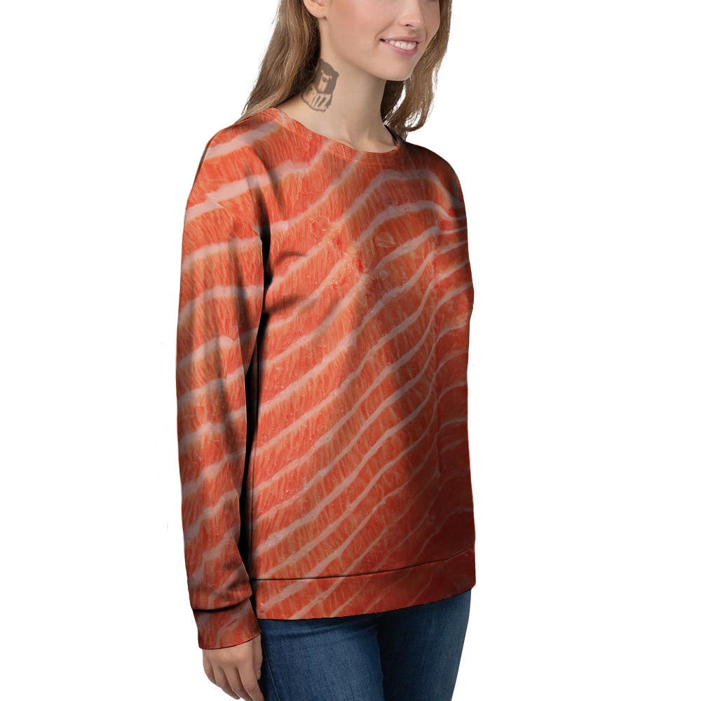 Texture Salmon Print Women's Sweatshirt-grizzshop
