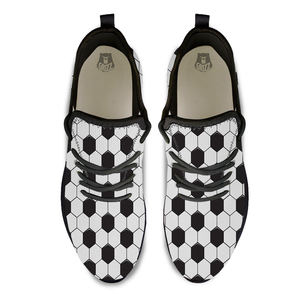 Texture Soccer Ball Print Pattern Black Athletic Shoes-grizzshop